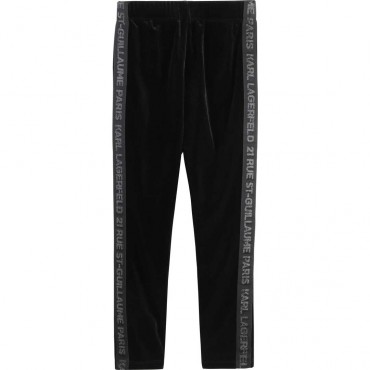 Welurowe legginsy dziewczęce Karl Lagerfeld 003971